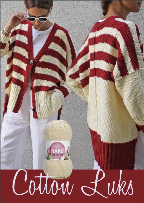 Sveter z priadze Nako Cotton Luks